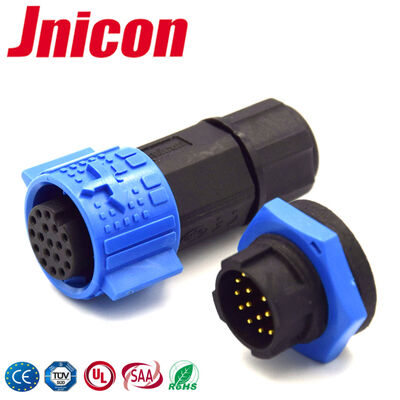 Đầu nối nam bằng nhựa M19 Tín hiệu Đầu nối chống nước 16Pin IP67