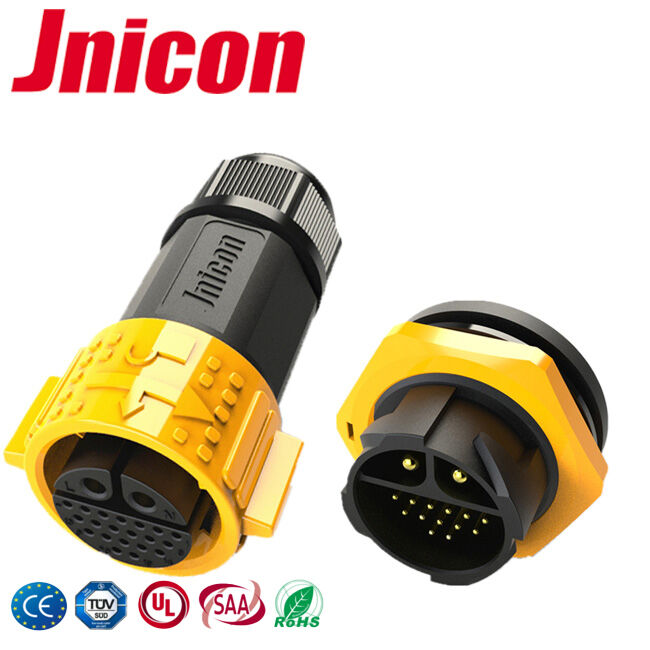 2+20 Pin M25 Đầu nối chống nước ngoài trời Ổ cắm công nghiệp IP67 Đầu nối nhiều chân