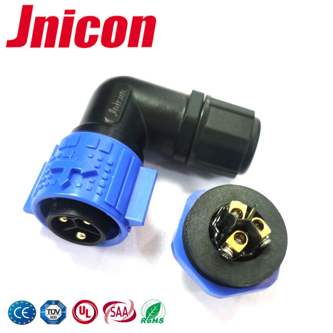Đầu nối đầu trục vít M19 20A 3 chân Nguồn kết nối 300V chống nước 90 độ
