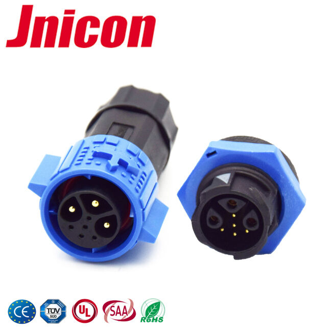 Đầu nối gắn bảng điều khiển IP67 nhiều chân 3+5 M19 Đầu nối khóa đẩy tròn 15A+5A