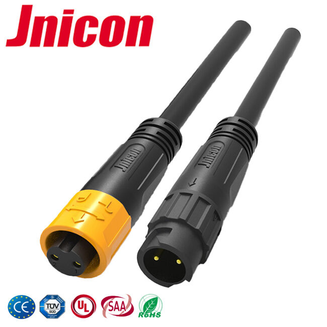 Đầu nối cáp đúc Jnicon 10A M12 2 chân Ngắt kết nối nhanh chống nước ngoài trời