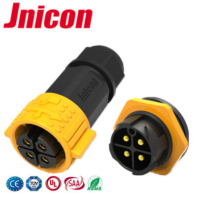 Đầu nối nguồn chống nước tròn M25 50A 4 chân gắn bảng LED đầu nối nhanh